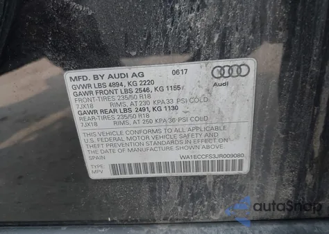 2018 Audi Q3 2.0T Premium/2.0T Sport Premium from USA, damaged, VIN WA1ECCFS3JR009080